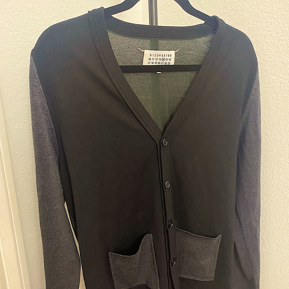 Maison Margiela Grey/Black Wool Gauge 14 Cardigan
